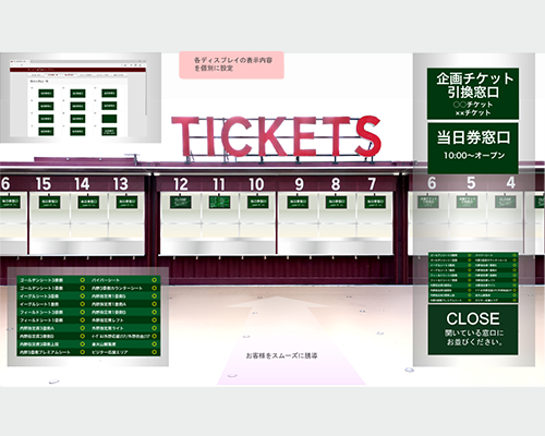 楽天球場のチケット売り場で使用されている簡易サイネージシステム